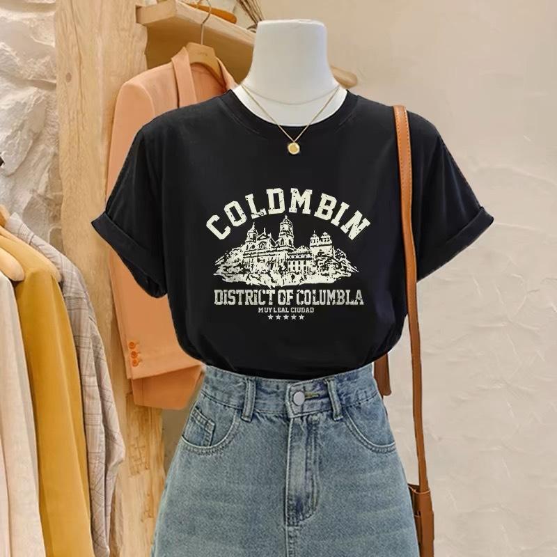 Fashion cotton short-sleeved t-shirt women's 2025 summer new versatile and thin top niche design sense