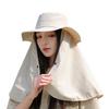 Women'S Sun Hat Solid Color Bucket Hat With Neck Cover Outdoor Uv Sun Protection Wide Brim Hats For Travel Holiday Beach Playing