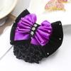 1Pcs Satin Bow Net Bun Hair Cover Bowknot Elastic Hairnet Nurse Stewardess Bun Snood  for Women