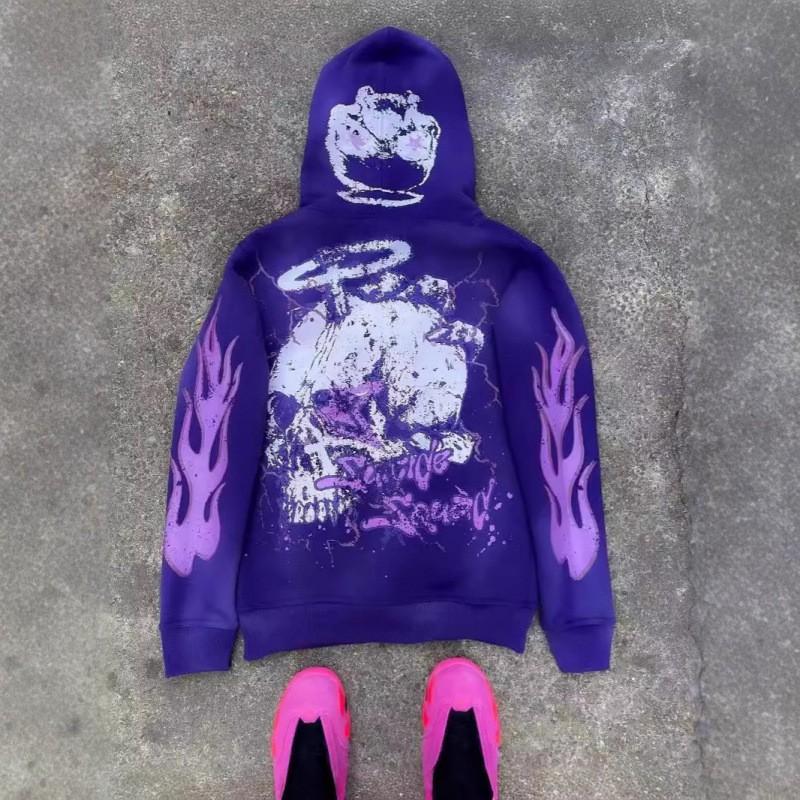 Sweat à capuche zippé surdimensionné pour homme avec imprimé graphique Streetwear Coupe ample Tenue décontractée