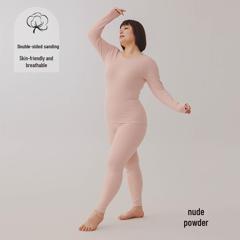 

Женский комплект базового слоя из утолщенного хлопка с круглым вырезом 2025 - Теплое, утягивающее белье с начесом для осени (280г) XL