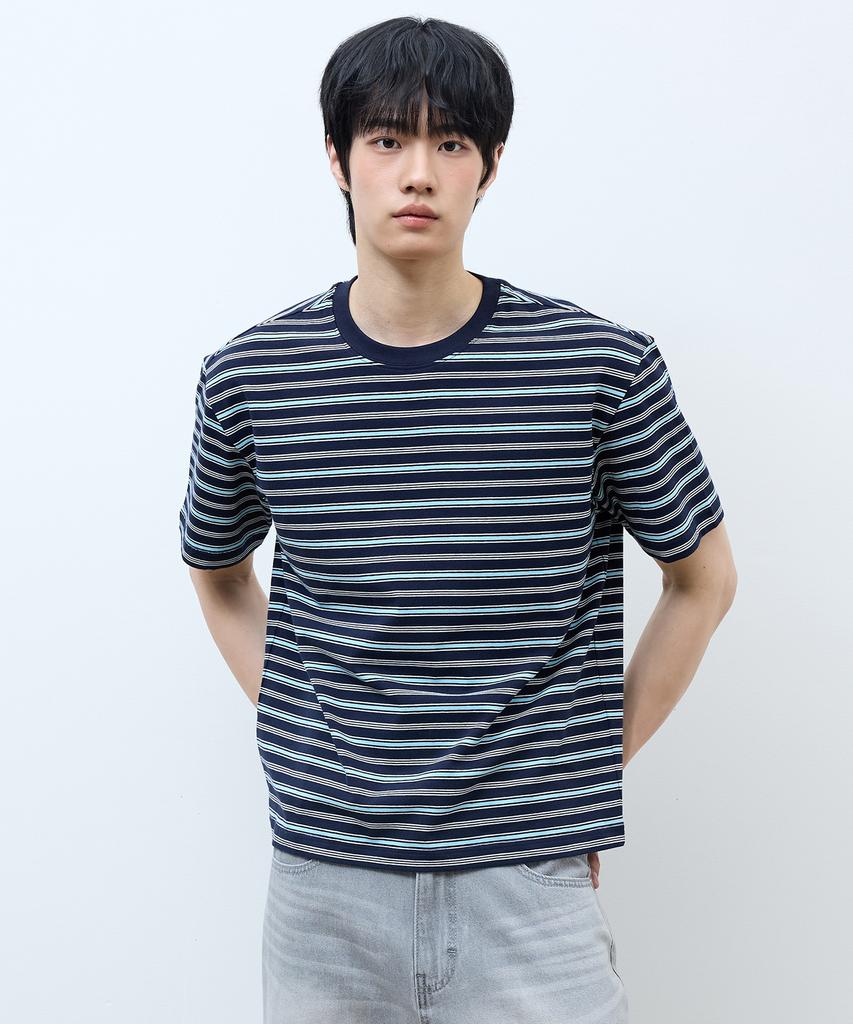 MINDBRIDGE [On] Multi-Stripe Crop Short Sleeve T-Shirt - 2 Colors