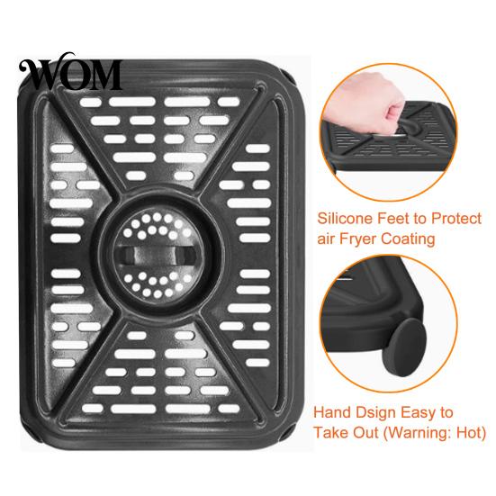 Gezonde Kookplaat Crisper Pan Airfryer Grillpan, Antiaanbak Duurzaam Aluminium Vetopvangbak, met Rubberen Vervangingsonderdelen voor Ovenmat, Warmtecirculatie