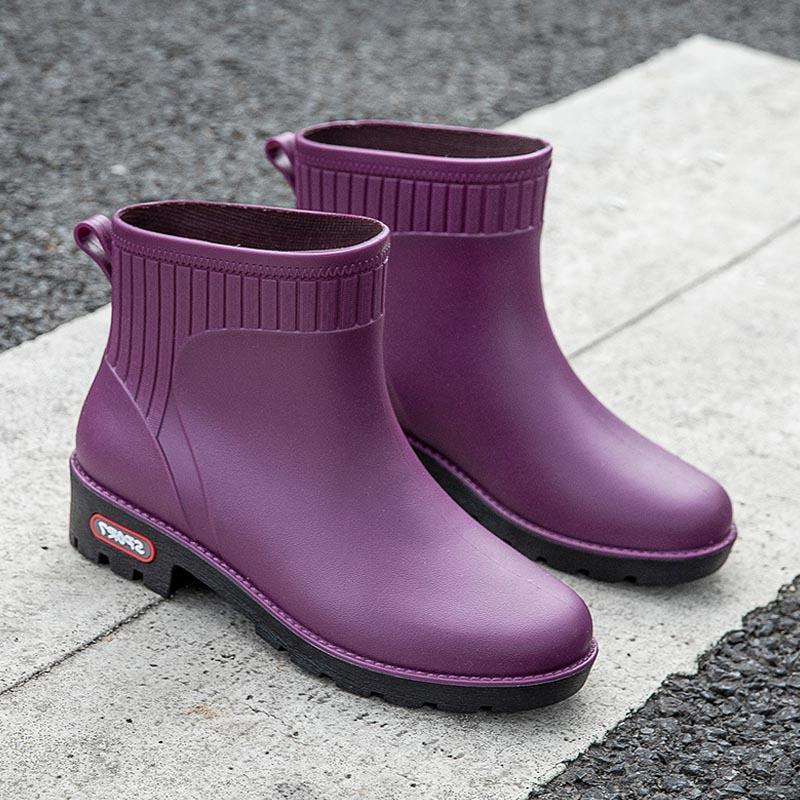 Rain Shoes Women's Short Tube Warm New Waterproof Shoes Rubber Shoes Four Seasons Students Versatile Fashion Non-slip Outside Rain Boots
