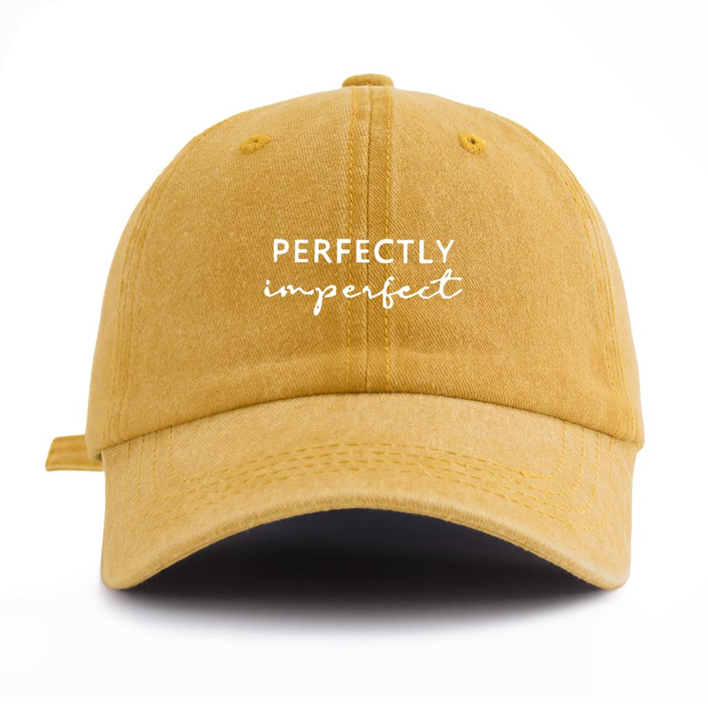 1pc PerIMPFCT Print Washed Baseball Cap for Adults,  Minimalist Retro Style Casual Soft Adjustable Dad Hat, Perfect As Gift