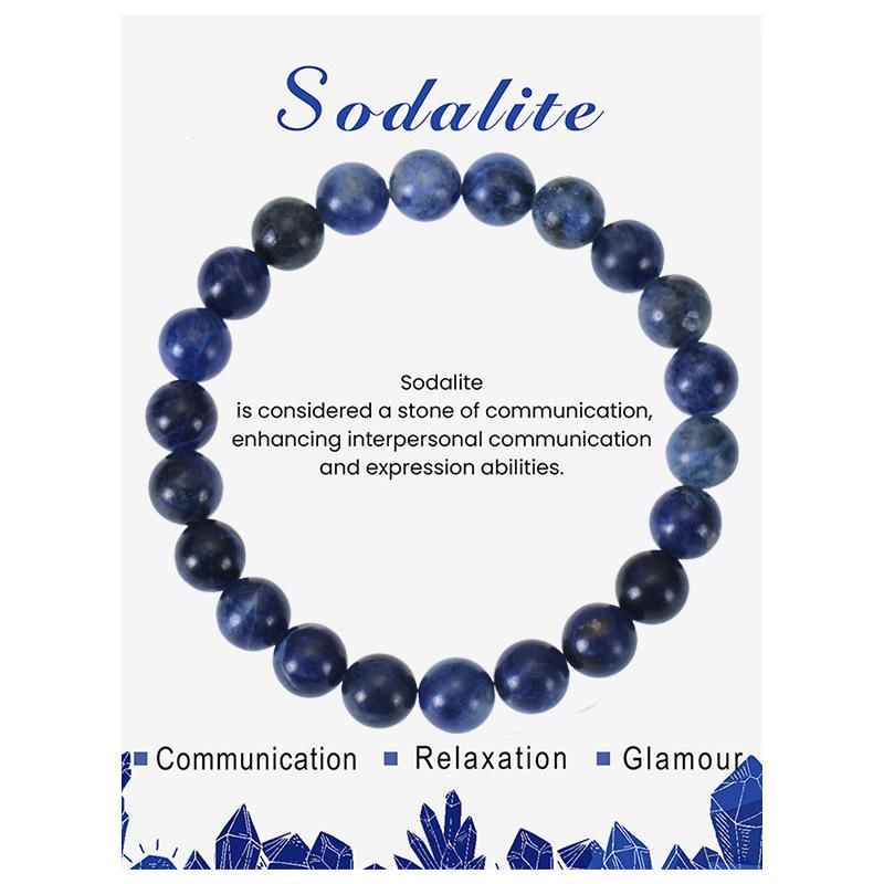 Natural Stone Beaded Bracelets With Card 8mm Apatite Amethysts Carnelian Tiger Eye Stone Stretch Bracelets For Women Men