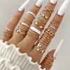 Fashion Geometric Knuckle Rings Set For Women Vintage Crystal Heart Gold Color Rings Girls Party Jewelry Accessories Gifts 2025