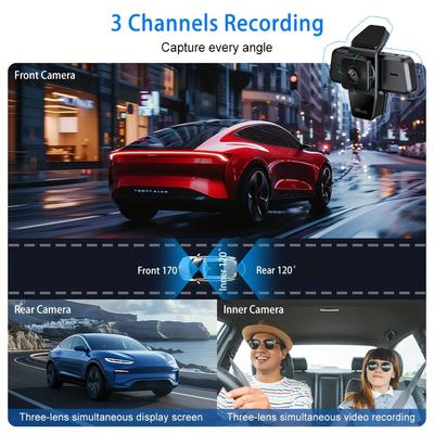 3kamera Dash kamera pro autokameru 1080p videorekordér WIFI auto DVR přední zadní kamera noční vidění černá skříňka příslušenství do auta