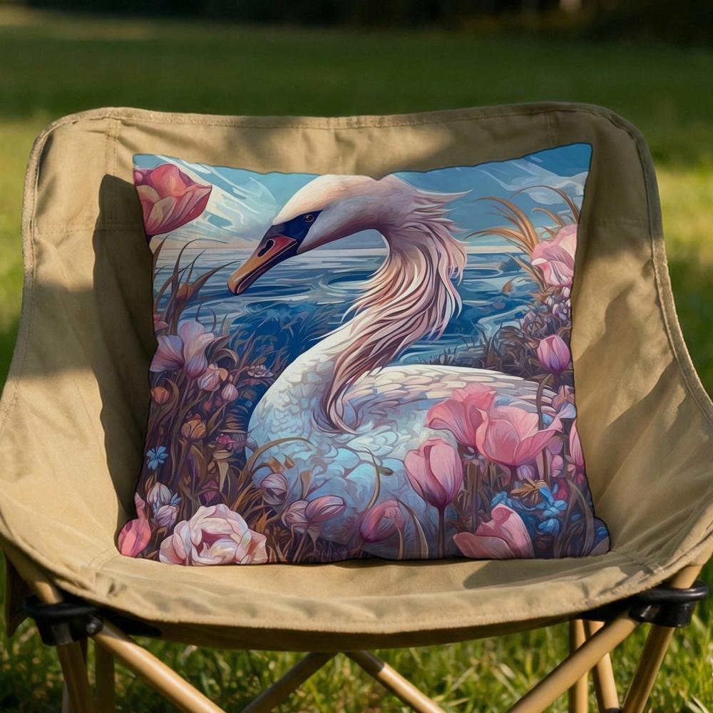 Elegant Swan Floral Cushion Cover Soft Reversible Durable Pillow Cover MultiScene Use for Home Car Daily Comfort