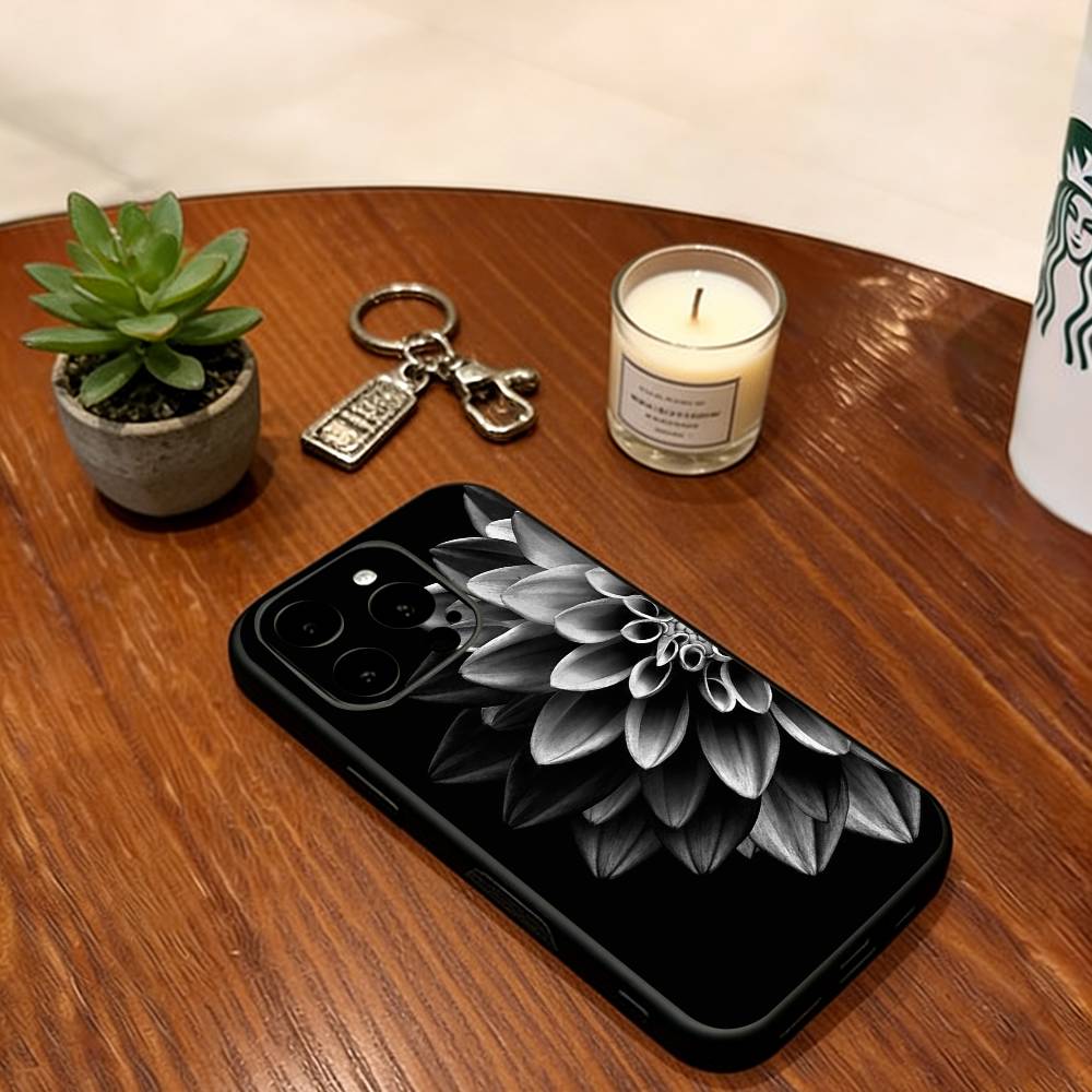 Dark Flower Phone Case For iPhone 17, 16,15,14,13,12,11 Plus,Pro Max, Others Soft Silicone Black Cover