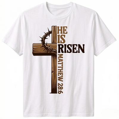 Easter Cross He Is Risen Jesus Christian Unisex Women TShirt Christian Cross Bible John 316 Reflection Saying Unisexs Tshirts