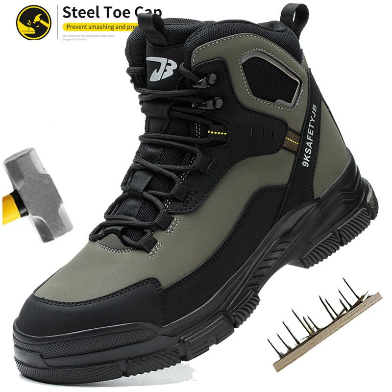 Waterproof Steel Toe Work Boots for Men - Anti-Smash Safety Shoes, Construction Protective Boots Anti-Puncture Wear-Resisting