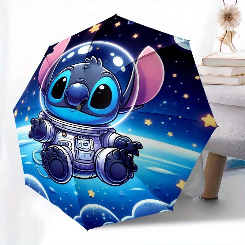 Stitch,space Themed folding umbrella, the best choice for gift giving, 8 ribs, casual, durable, lightweight and portable travel umbrella, su
