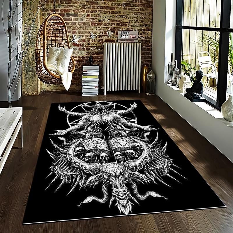 "Dark Occult Illustration Carpet with Baphomet Design and Mystical Symbolic Art" Suitable for use as an anti-slip for room and bedroom sofas