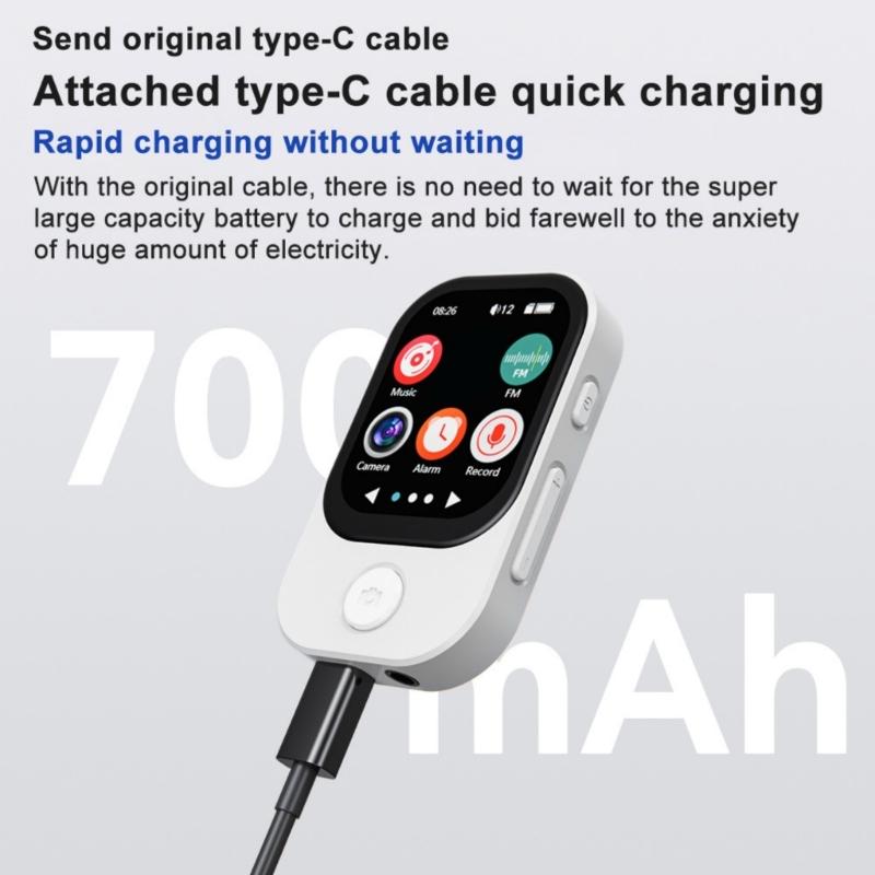 Multifunctional MP4 Player 180° Rotating Lens Frequency Radio Recording Radio 5.3 Touch Display Cable Support
