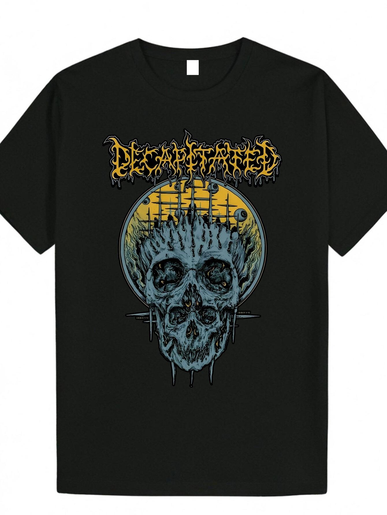 

Ретро Уличный Стиль Футболка с Принтом Черепа Мужская Мода Повседневная Одежда Короткий Рукав Свободная Удобная Футболка Повседневная Мужская Одежда 4XL