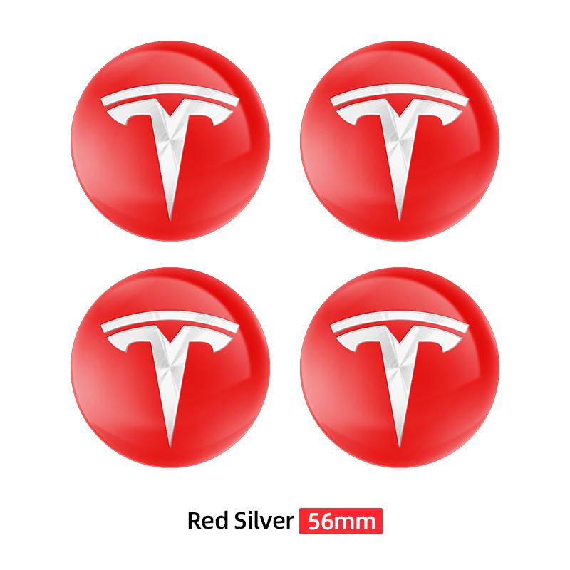 ICTB3 4Pcs 56mm Car Wheel Center Hub Caps Emblem Stickers Auto Rim Cover Accessories For Tesla Model 3 S X Y Roadster SpaceX