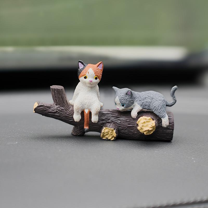 Cute Cat Car Ornaments: Sleepy Cat Console & Rearview Mirror Decoration