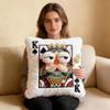 Patchwork Style Poker Card Cushion High-Value Design 3D Big Eyes Embroidered Pillow Card Game Theme Plush Cushion Friends Gift