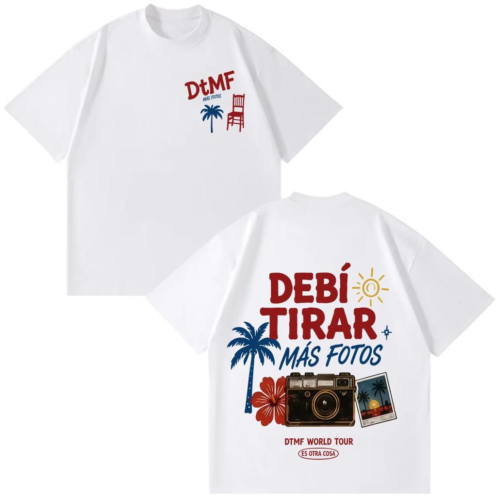 Rapper Bad Bunny DTMF Debi Tirar Mas Fotos World Tour Print T Shirts Cotton Fashion Oversized Casual Vintage TShirt