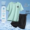 JEANSWEST LIFE Men's Ice Silk Short-Sleeve & Shorts Set