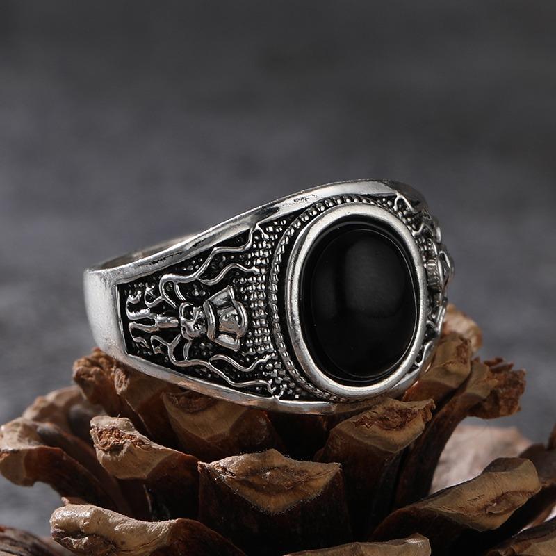 Gothic Piraten Skelett Oktopus Ring für Männer Frauen Einzigartig Retro Schwarz Zirkon Punk Damen Motorradringe Party Schmuck Geschenke