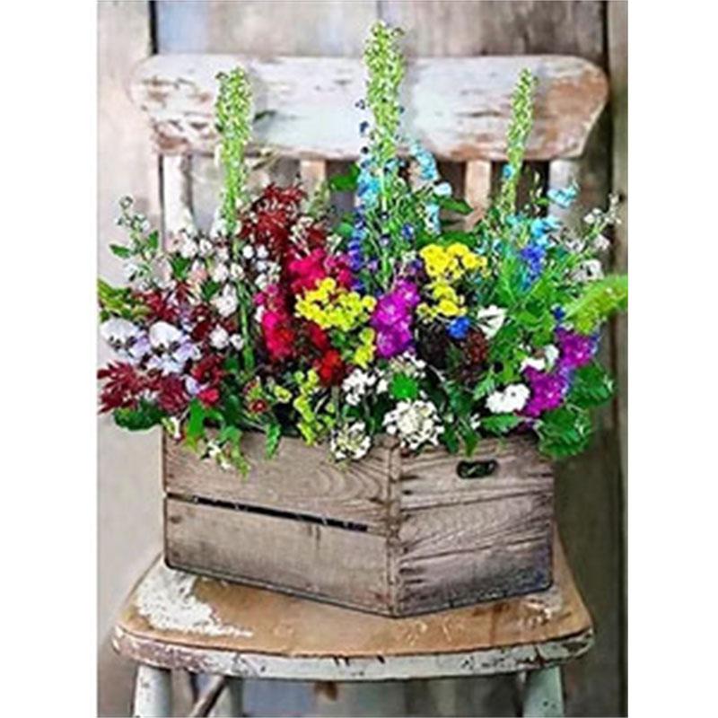 Pictura cu diamant DIY Kit cu punct de cruce cu flori Mozaic Artă pictură cu diamant Cerc complet/Diamant pătrat Decor pentru casa