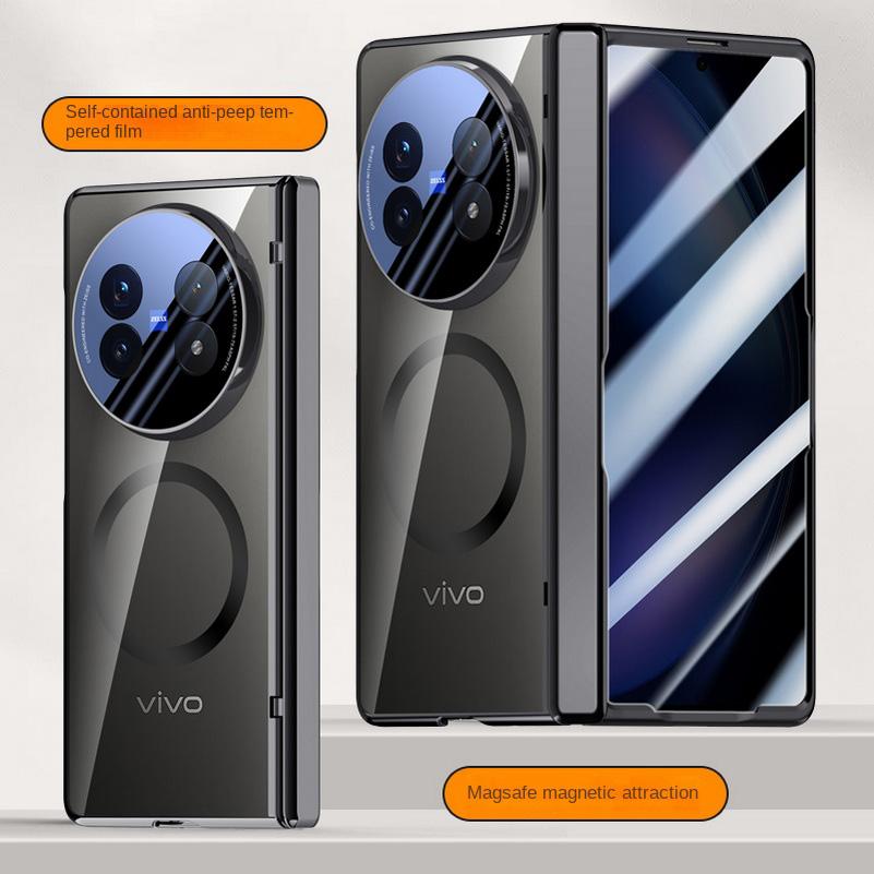 Magsafe Magnetic Transparent Screen Tempered Glass Protect Case For VIVO X Fold 5 Fold5 Spring Hinged Cover