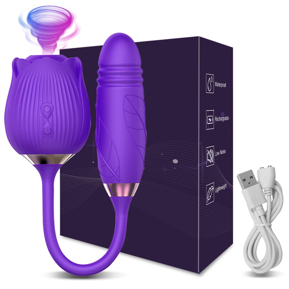 Rose-Sucking Vibrator for Women Clit Sucker Vagina G Spot Thrusting Vibrator Stimulator Female Masturbator Adult Sex Toy