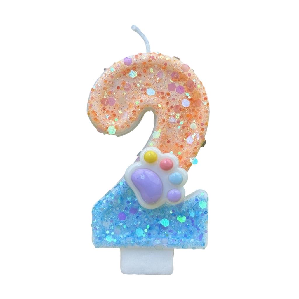 Gradient Glitter Birthday Candle, Cake Topper Decoration With Sturdy Pick, Safe Burning For Birthday Parties, Anniversaries & Celebrations,