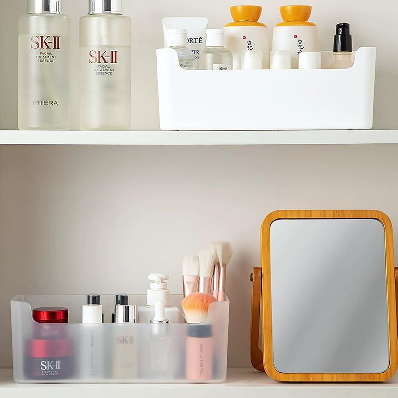 U-Shaped Mirror Cabinet with Transparent Storage for Cosmetics and Bathroom Essentials