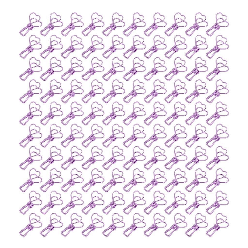 100 Pcs Binder Clips Hollow Heart Shape Strong Clamping Force Metal Small Binder Clips for Office
