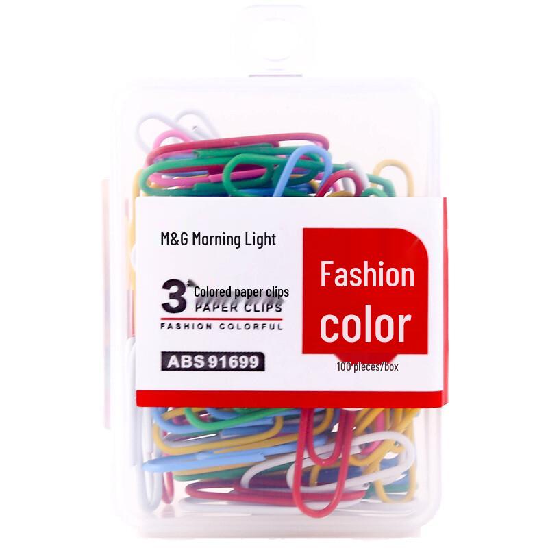

MG ABS91699 Круглая брошь-скрепка, для офиса, Нет. 3, 100 штук, Цветная ПП коробка