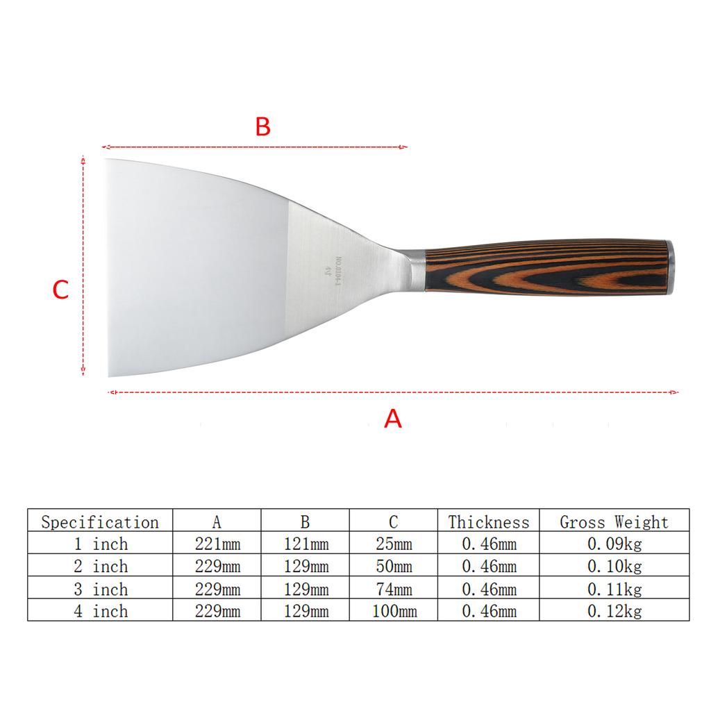 PENGGONG 4 PCS Putty Knife Scraper Stainless Steel Spackle Knife Set (1234in) Paint Scraper Tool