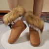 Women's Round Toe Fleece-Lined Snow Boots, Flat Warm Winter Shoes, Plus Size Cozy Footwear