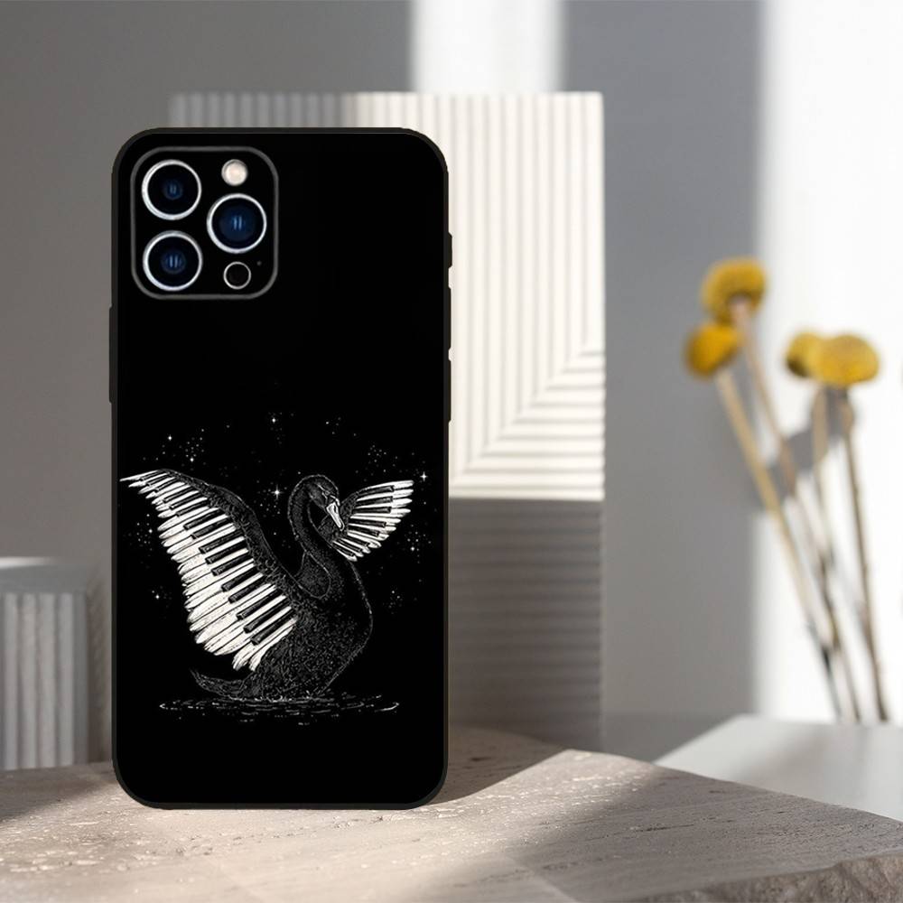 Keyboard Art Piano Phone Case For iPhone 16,15,14,17,13,12,11 Plus,Pro Max,XS,X,XR,SE,Mini,8,7,Soft Silicone Black Cover