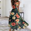 Women's Summer Fashion Retro Print V-Neck Sleeveless Long Dress