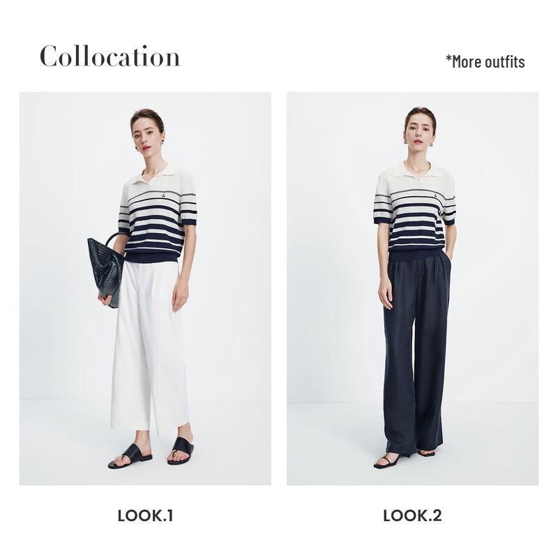 Navigare Women's Striped Knit Polo Shirt