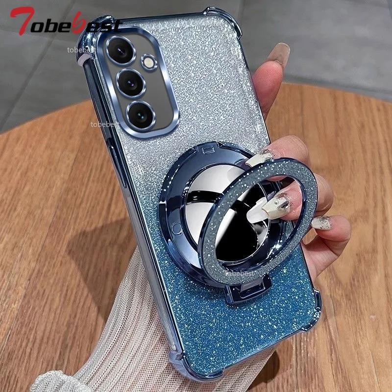 Shockproof Plating Case For Samsung Galaxy A17 A07 5G Coque Mirror Magnetic Holder Cover