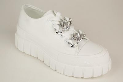Women's Sneakers with a Chain Prima d'Arte 317 36 White Canvas