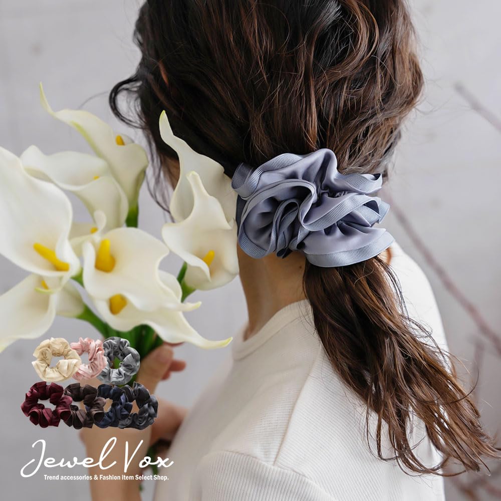 JewelVOX Scrunchie Hair Accessory for Solid Stylish Hair Brown Women, Grosgrain, Color, Simple, Tie,