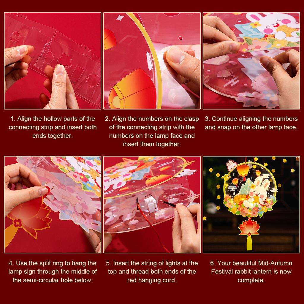 Children'S Handmade Rabbit Lantern Festival Glowing Decoration Lotus Pvc Led Chinese Vintage New Luminous Year Lanterns Material