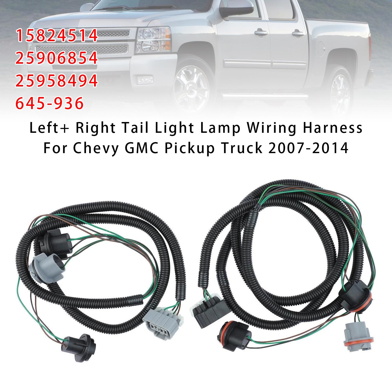 

Left+ Right Tail Light Lamp Wiring Harness For Chevy GMC Pickup Truck 2007-2014