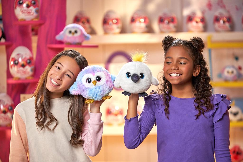 ZURU Pets Alive Chirpy Birds (OWL) Talking Electronic Pet Giant Surprise Egg Sticker Comb Fluffy Clay Bird Animal Girl, 9537B, Owl