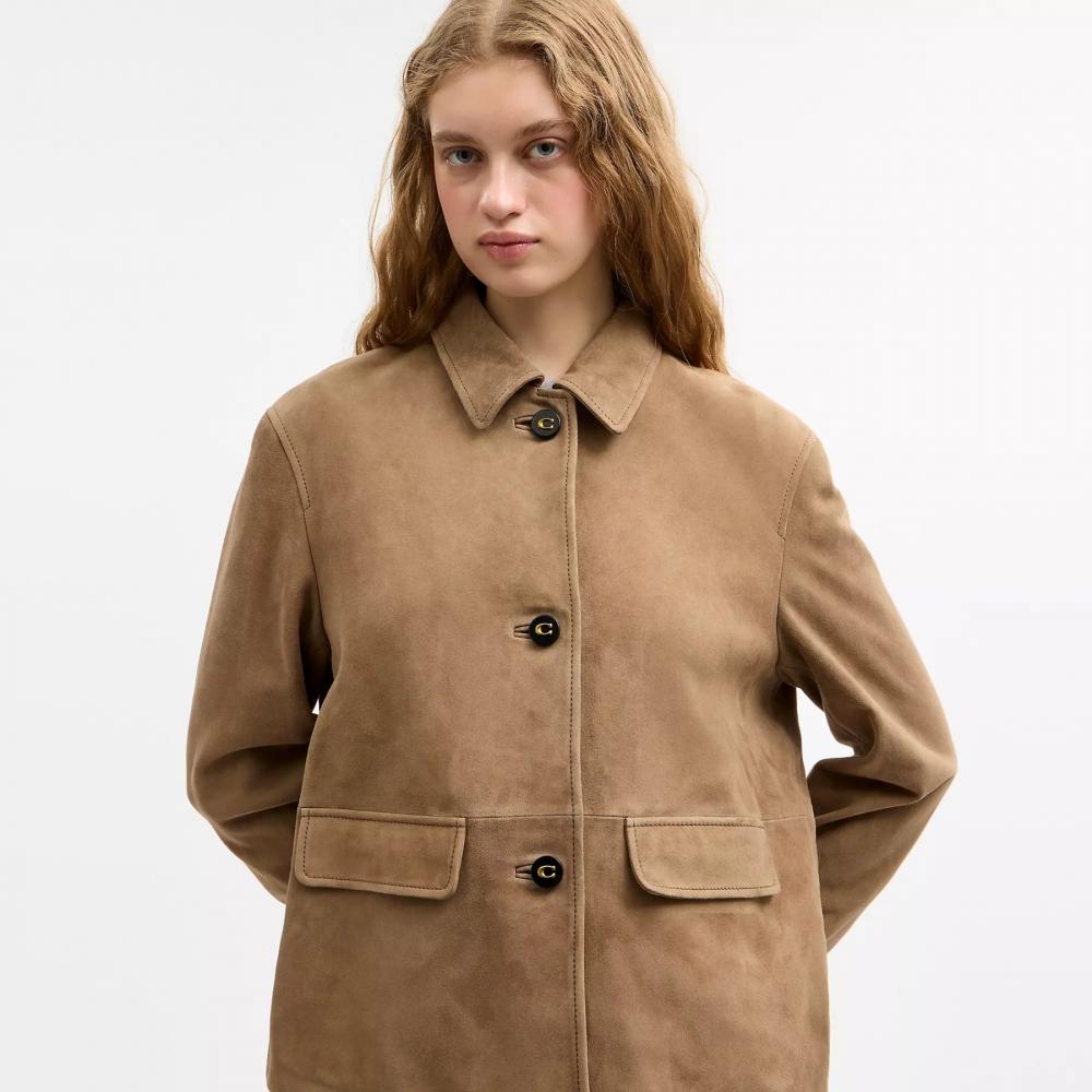 Coach Suede Coat Umber