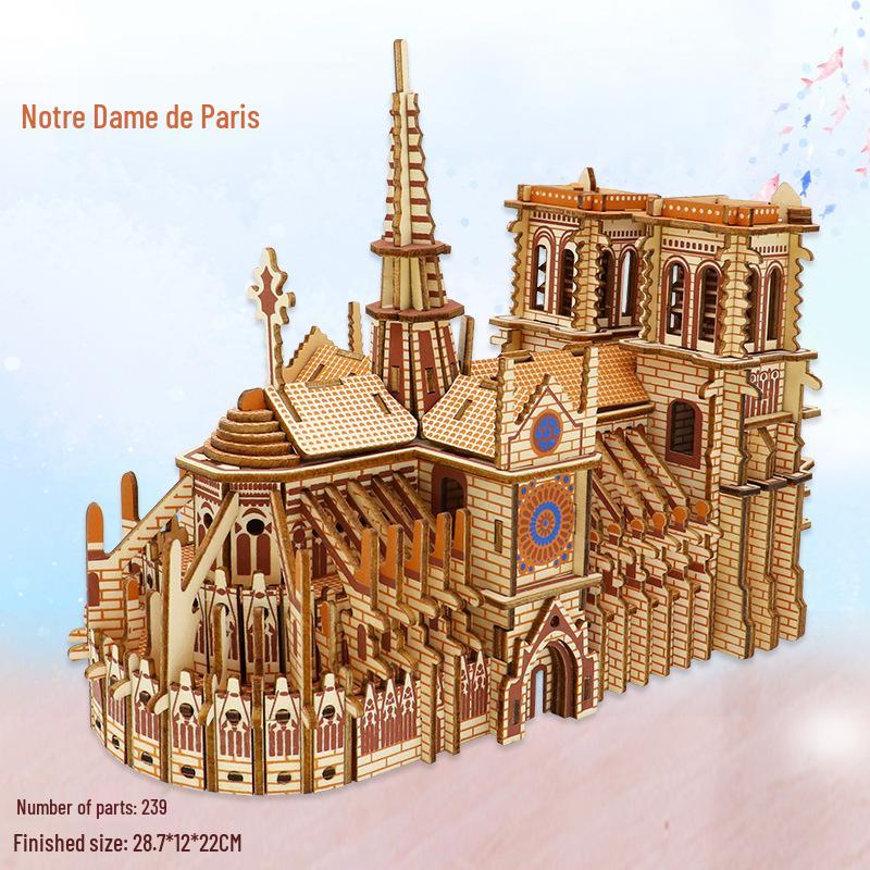 Challenging 3D Wooden Model Puzzle - Ancient Building Design for Adults