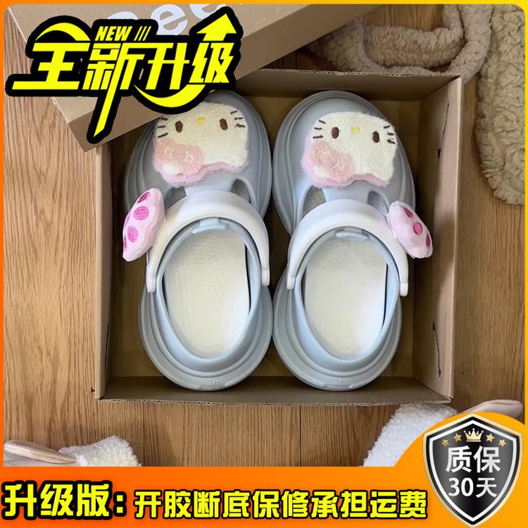 2025 new muffin hole shoes female Mary Jane cute cartoon platform beach non-slip outer wear bag head cool slippers