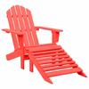 Vidaxl Adirondack Garden Chair with Footrest, Fir Wood, Red
