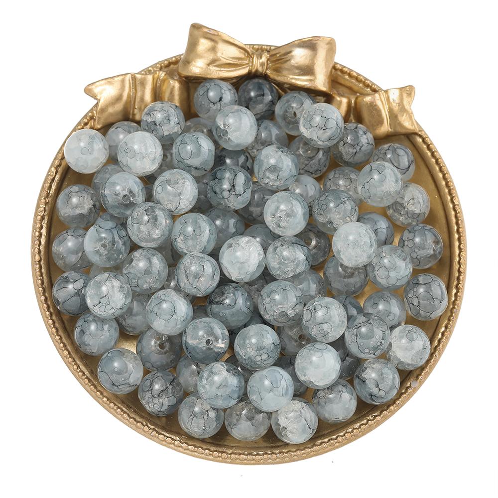 20/50pcs Crackle Flowers Glass Beads 10mm Round Spacer Loose Bead for DIY Bracelet Necklace Jewelry Making Accessories Supplies