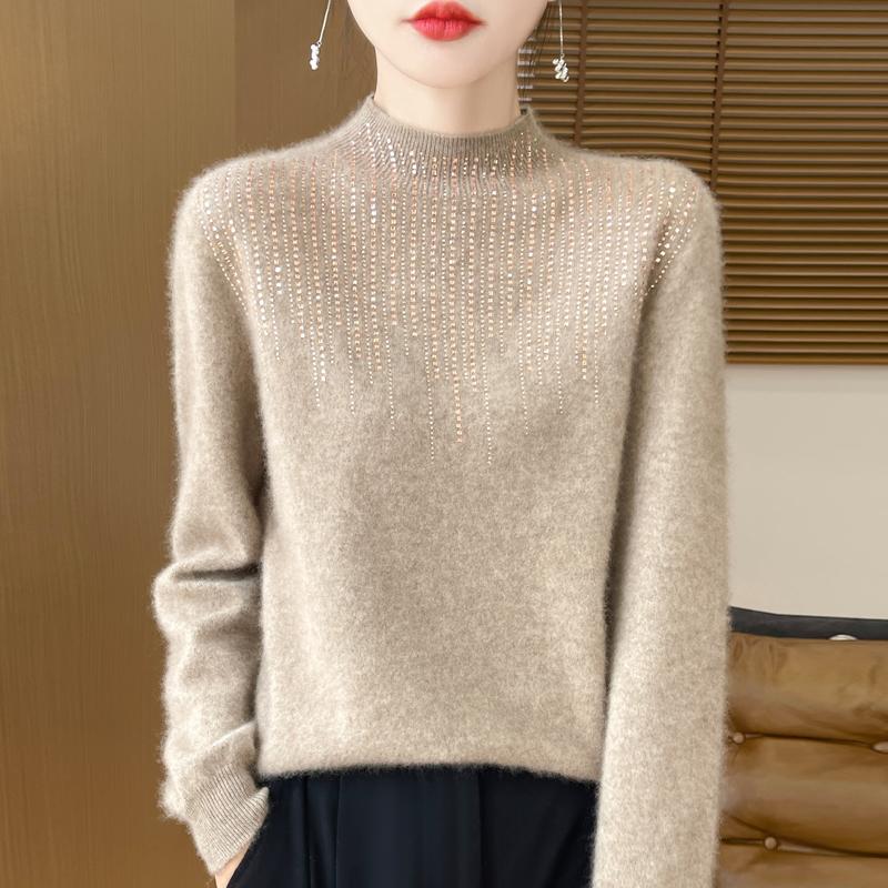 Women's Cashmere Sweater Qinghe Cashmere 30% Cashmere 70% Wool Autumn and Winter Pullover Warm and Fashionable
